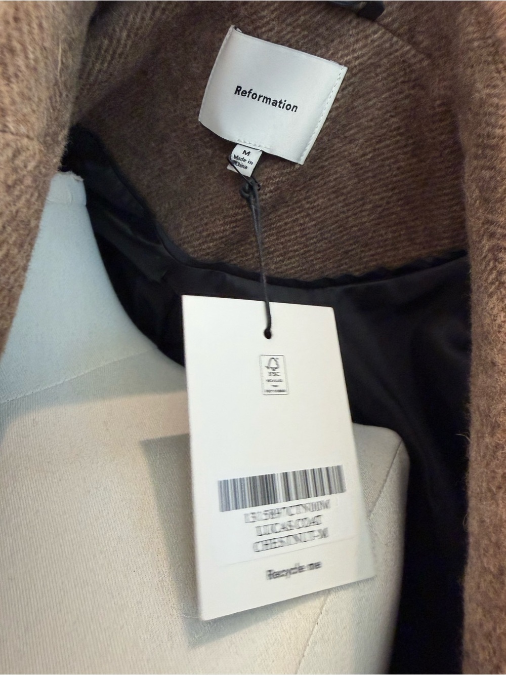 NWT Reformation Lucas Coat in Chestnut